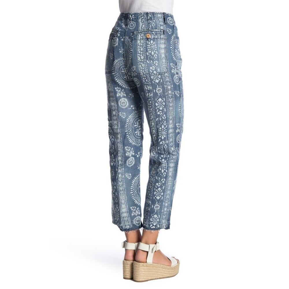 Free People Island Vibes Discharge Trousers pant Island Blue size 29 boho - Picture 3 of 9